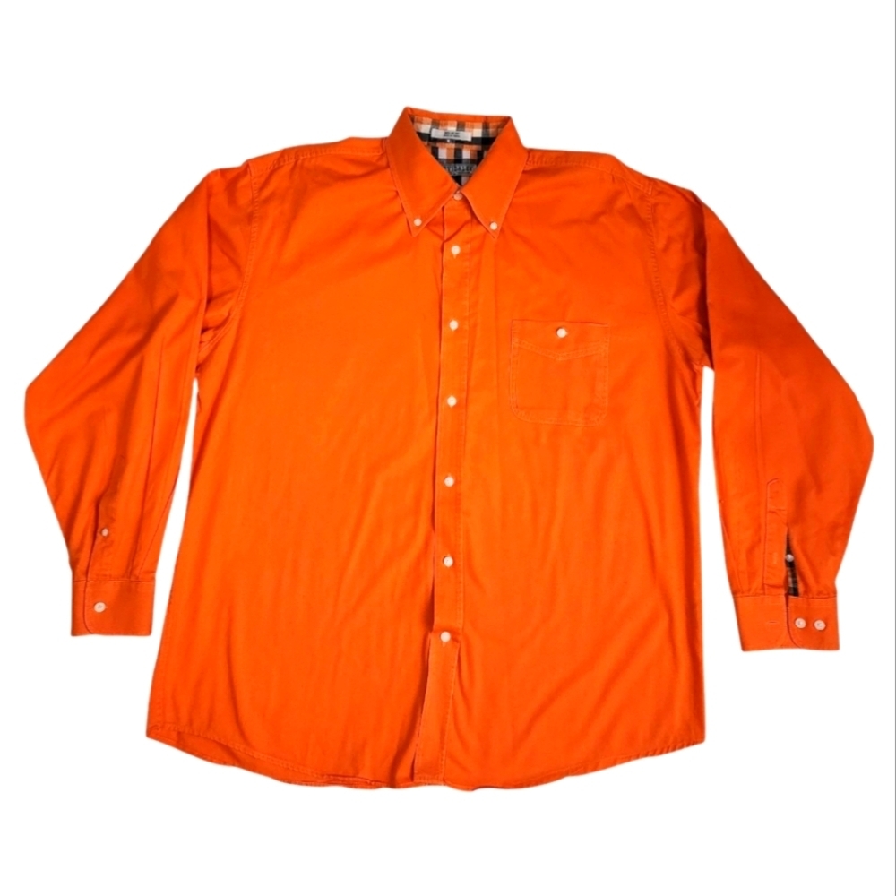 Drysdales Western Button-Down Shirt Men’s L Orange 100% Cotton Cowboy Ranch